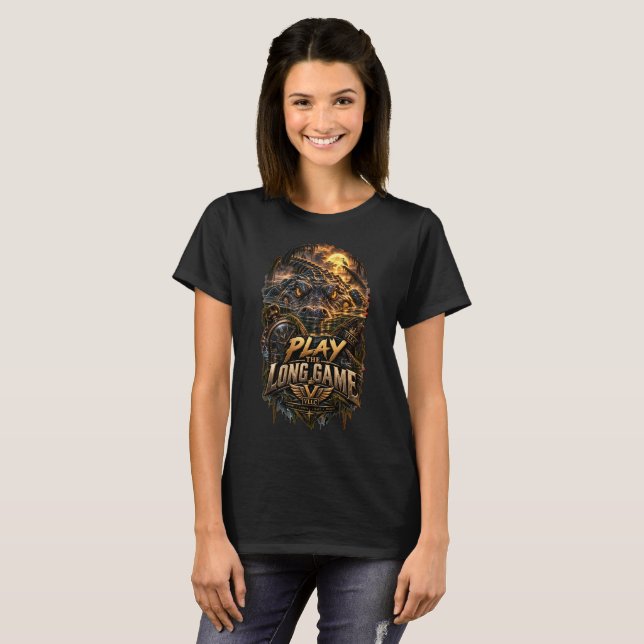 T-shirt VLLC Play The Long Game Motivation Crocodile Graph (Devant entier)