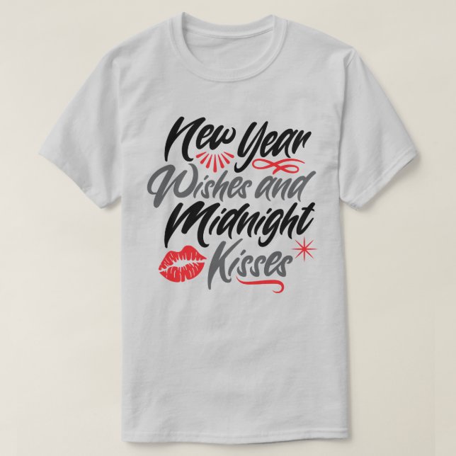 T-shirt voeux pour la nouvelle année et écriture de baiser (Design devant)