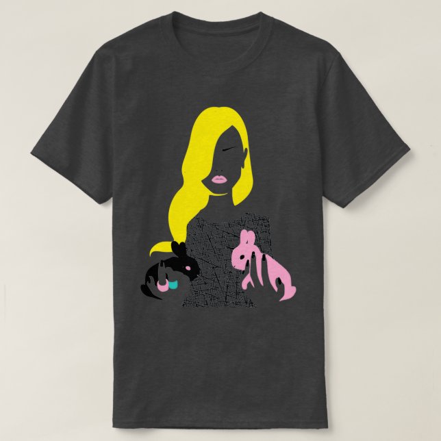T-shirt Vogue style femme avec deux lapins gemini horoscop (Design devant)