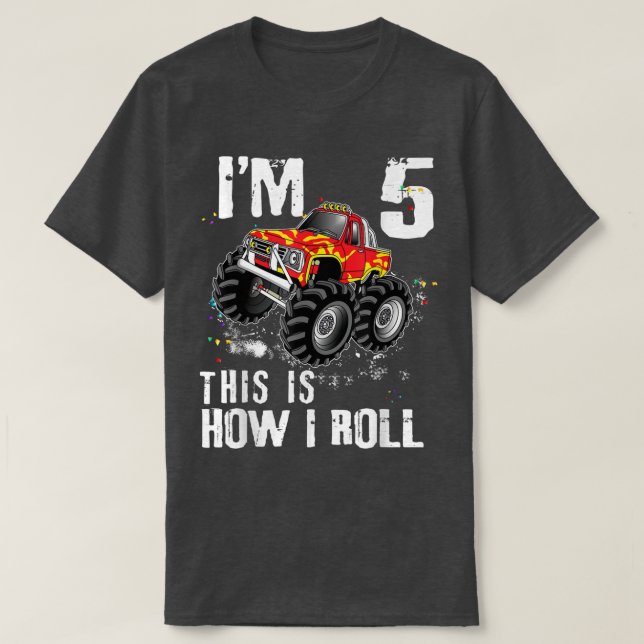 T-shirt Voici comment je roule Monster Truck 5 ans 5e anni (Design devant)