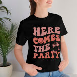 T-shirt Voici la partie rétro mariage d'enterrement de vie<br><div class="desc">Voici la partie rétro mariage d'enterrement de vie de jeune fille</div>