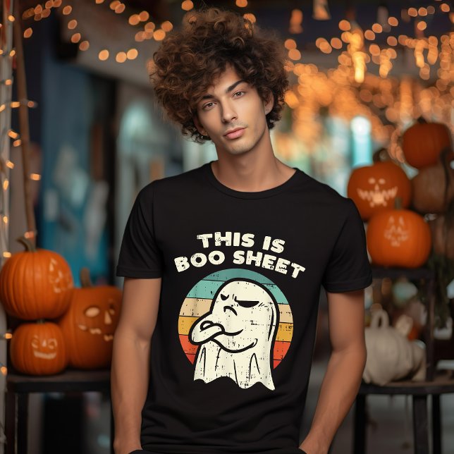 T-shirt Voici Le Costume D'Halloween Ghost Retro En Feuill (Créateur téléchargé)