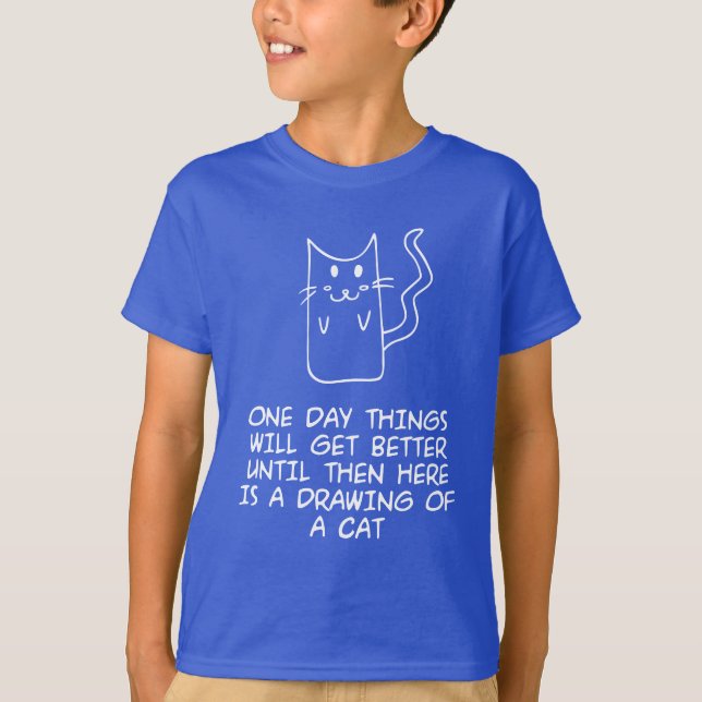 T-shirt Voici le dessin d'un chat (Devant)