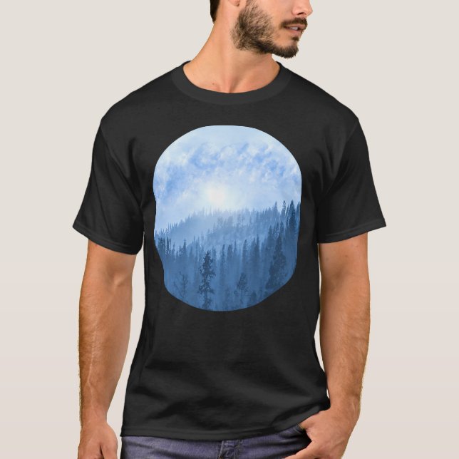 T-shirt Voici Le Soleil - Forêt Misty - Bleu (Devant)