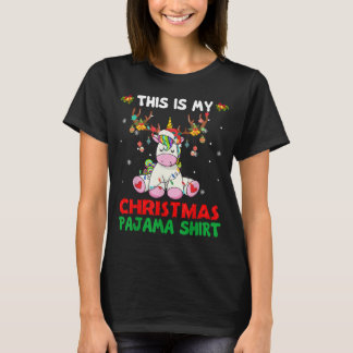 T-shirt Voici ma chemise de Noël Unicorn Père Noël