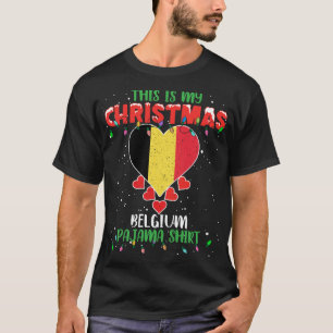 T-shirt Voici Mes Lumières De Noël Aimer Belgique Drapeau