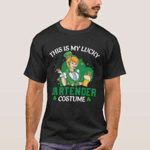 T-shirt Voici Mon Chanceux Costume Bartender St Patrick s