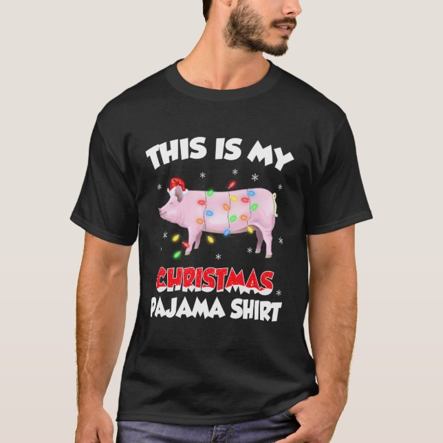 T-shirt Voici Mon Chandail De Cochon De Pyjama Pour Noël (Devant)