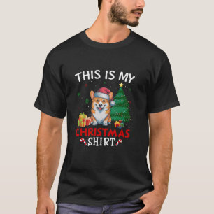 T-shirt Voici Mon Chien de Corgi Santa Hat Noël Pyjama T