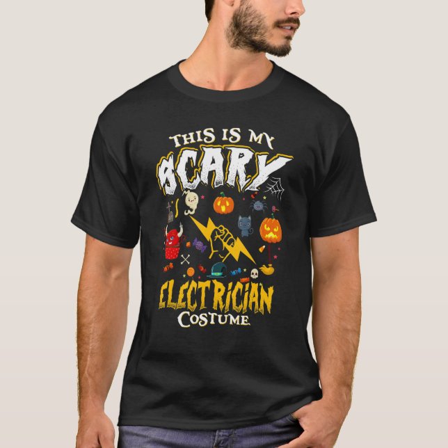 T-shirt Voici Mon Costume Électricien Effrayant Halloween (Devant)