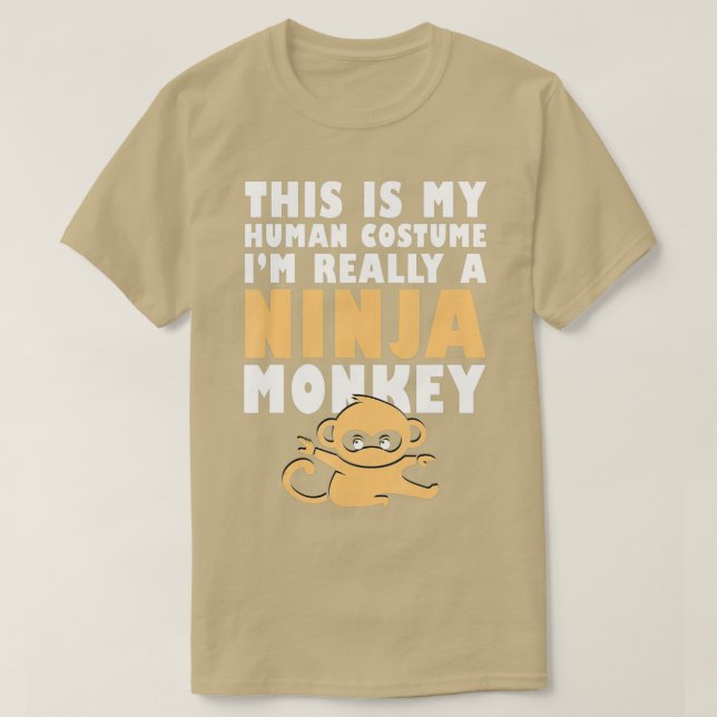 T-shirt Voici Mon Costume Humain Je Suis Vraiment Un Singe (Design devant)