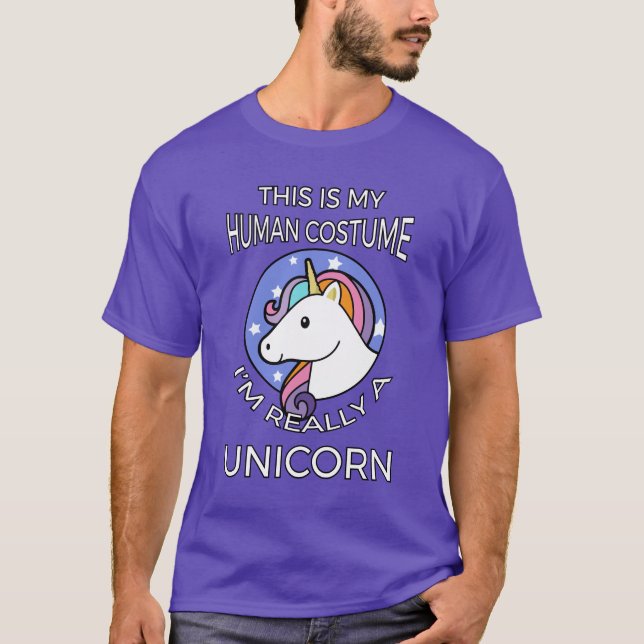 T-shirt Voici Mon Costume Humain - Unicorn Edition II (Devant)