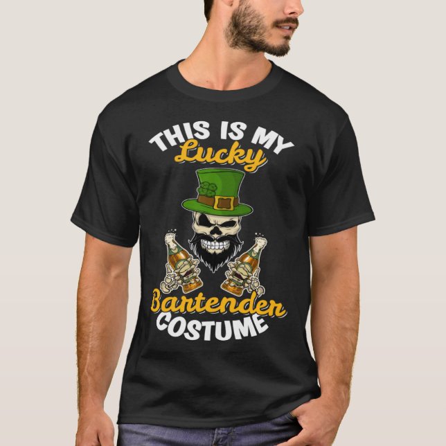 T-shirt Voici mon costume Lucky Bartender St Patrick s D (Devant)