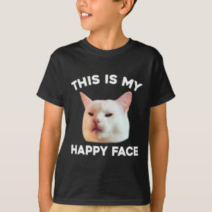 T-shirt Voici Mon Joyeux Visage Smudge Le Mème Chat Sarcas