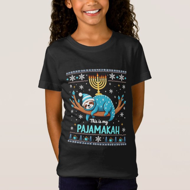 T-Shirt Voici mon pyjamakah juif Hanoukka laide (Devant)
