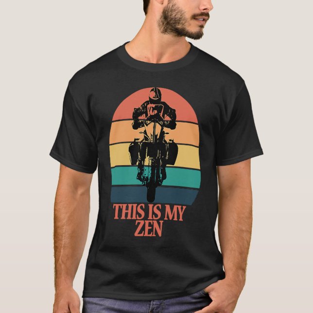 T-shirt Voici Mon Zen Retro Sunset Motorcycle Aventure L (Devant)