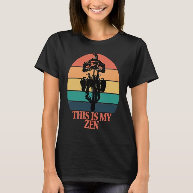 T-shirt Voici Mon Zen Retro Sunset Motorcycle Aventure L (Devant)