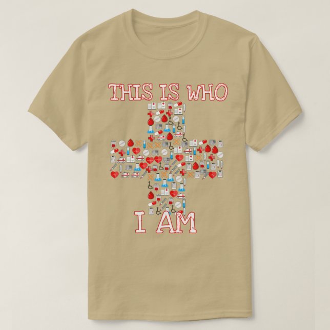 T-shirt Voici qui je suis EMT EMS Médecins Infirmières imp (Design devant)