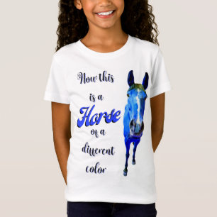 T-Shirt Voici un cheval d'une couleur différente en bleu