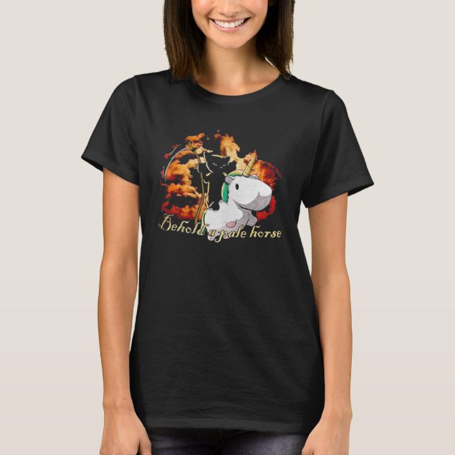 T-shirt Voici Un Cheval Pale Chat Chemise Unicorn (Devant)