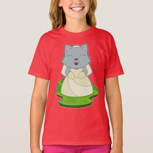 T-shirt Voile de Mariée Chat (Devant)