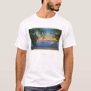 T-shirt Voile et canots automobiles à la scène de parc d