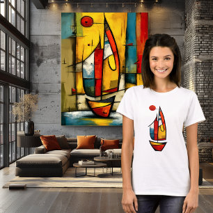 T-shirt Voilier Abstrait Art Naïautique Expressionniste