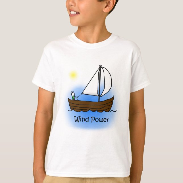 T-shirt Voilier d'énergie éolienne - chemise d'enfants (Devant)