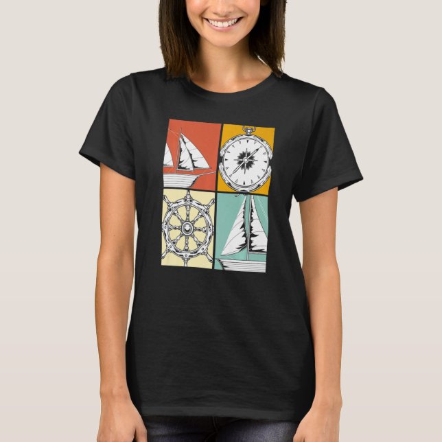 T-shirt Voilier Volant Volant Voile Compass Pop Voile (Devant)