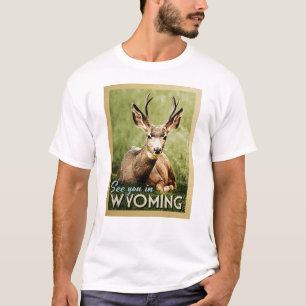T-shirt Voir Dans Le Wyoming - La faune des cerfs de stade