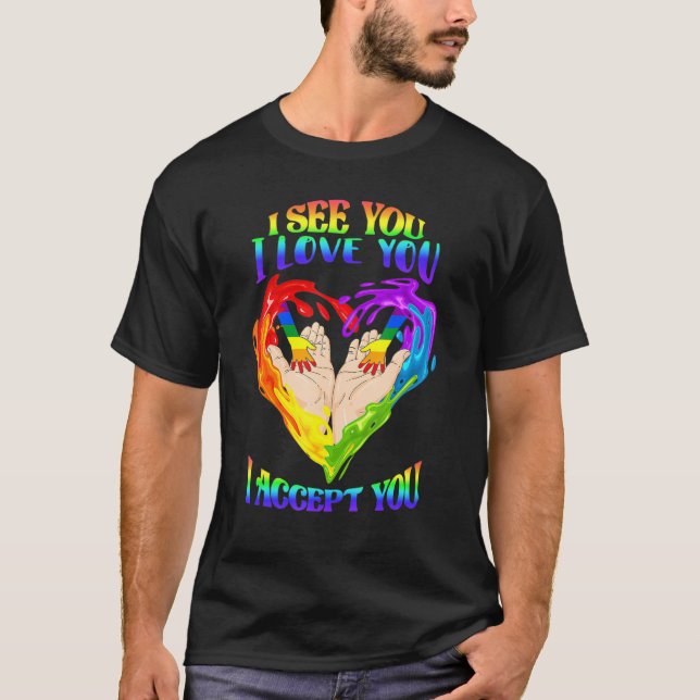 T-shirt Voir Je T'Aime Je T'Accepte - LGBTQ Ally Pride (Devant)