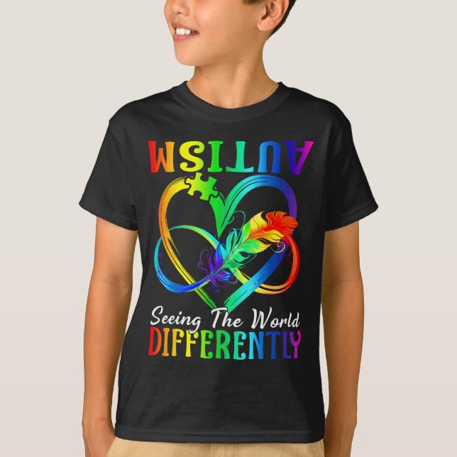 T-shirt Voir le monde différemment Autisme Sensibilisation (Devant)