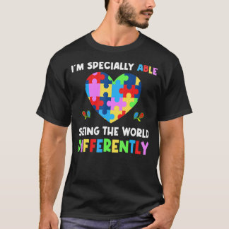 T-shirt Voir le monde différemment Puzzle Cœur Gentil Auti