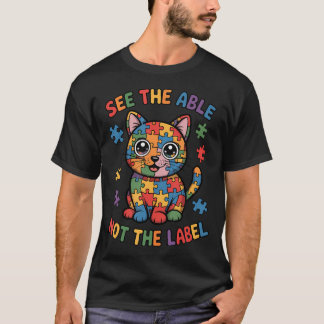 T-shirt Voir les capacités et non l'étiquette Puzzle Chat