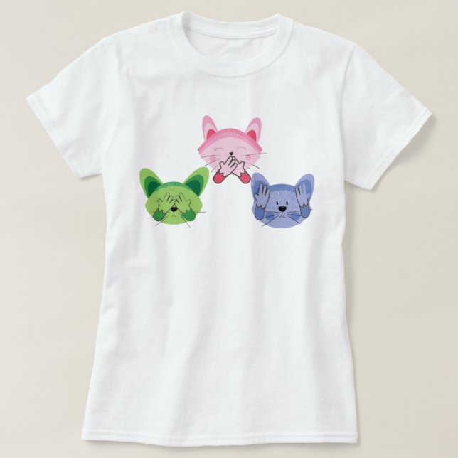 T-shirt Voir No Evil, Entendre Parler Pas de mal Chats Jok (Design devant)