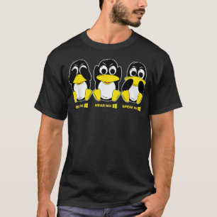 T-shirt Voir No Hear No et Speak No Win pour Linu Admins