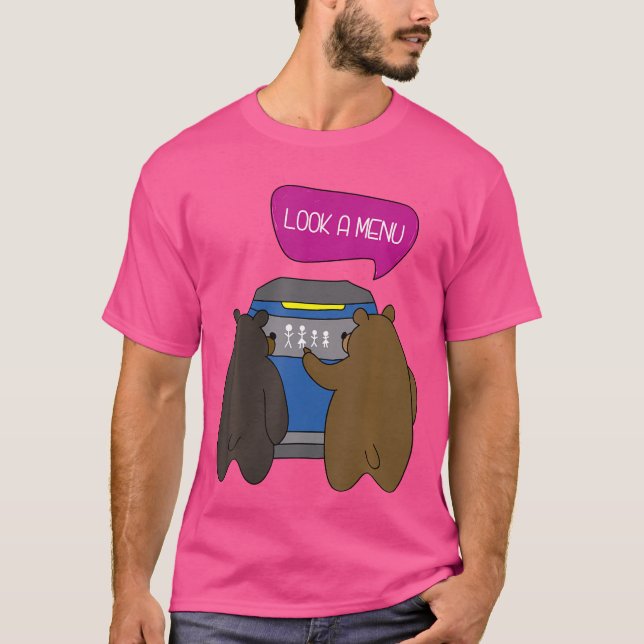 T-shirt Voir Un Menu - Funny Bear Camping (Devant)