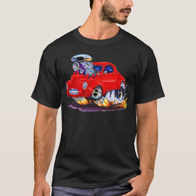 T-shirt Voiture 1941 de rouge de Willys (Devant)