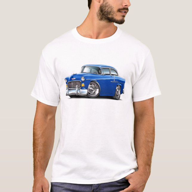T-shirt Voiture 1955 de bleu de Chevy Belair (Devant)