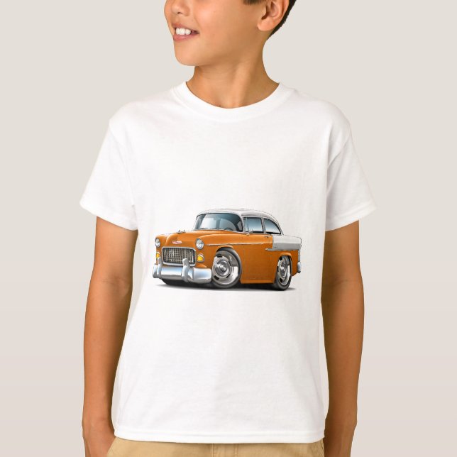 T-shirt Voiture 1955 Orange-Blanche de Chevy Belair (Devant)