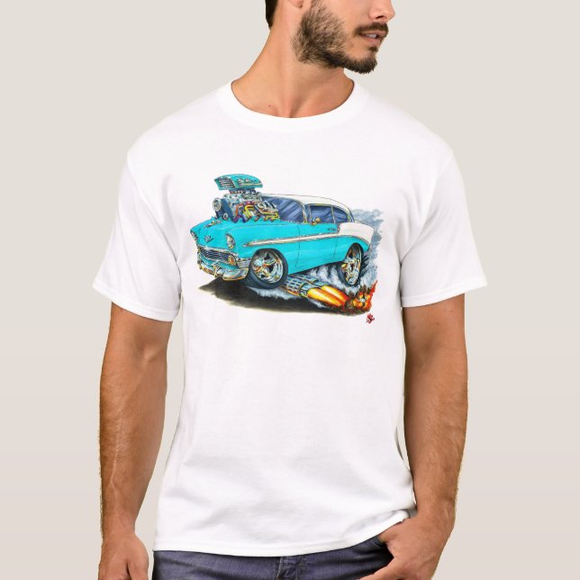 T-shirt Voiture 1956 de turquoise de Chevy 150-210 (Devant)