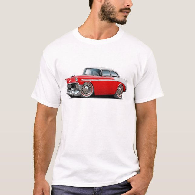 T-shirt Voiture 1956 Rouge-Blanche de Chevy Belair (Devant)