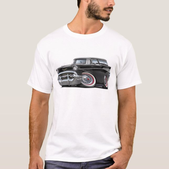 T-shirt Voiture 1957 de noir de nomade de Chevy (Devant)