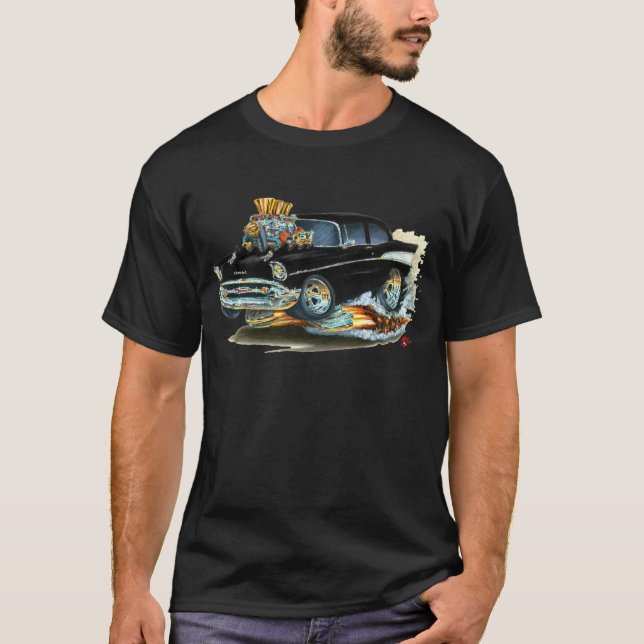 T-shirt Voiture 1957 noire de Chevy 150-210 (Devant)