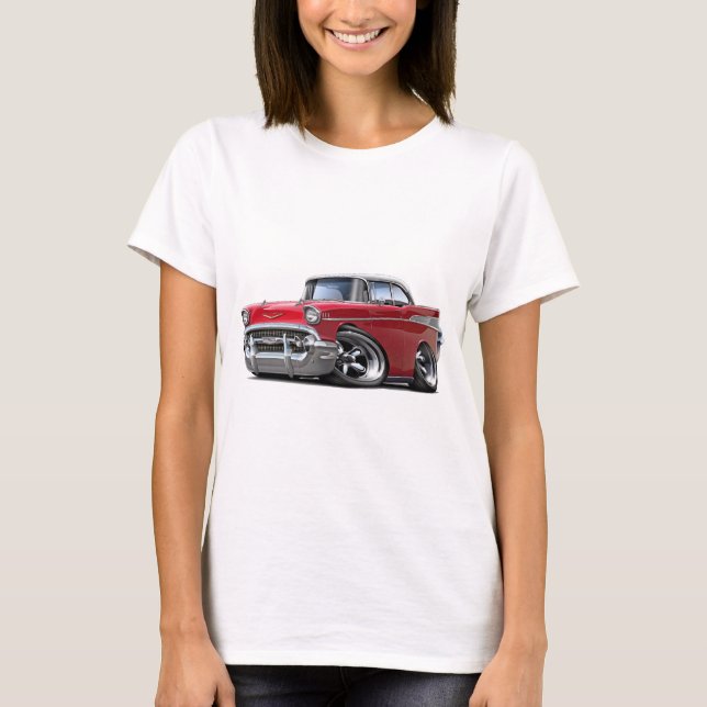 T-shirt Voiture 1957 Rouge-Blanche de Chevy Belair (Devant)