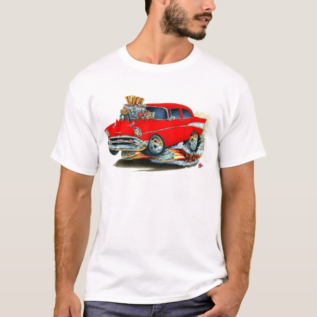 T-shirt Voiture 1957 rouge de Chevy 150-210 (Devant)