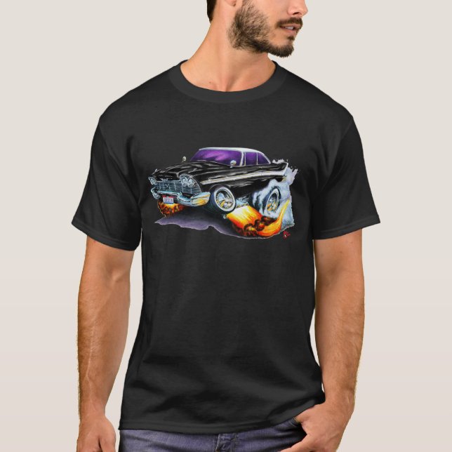 T-shirt Voiture 1958 de noir de fureur de Plymouth (Devant)