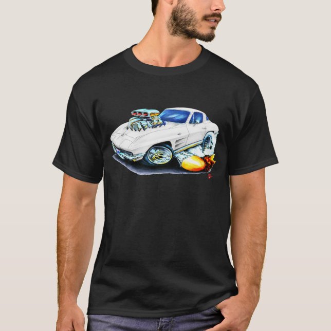 T-shirt Voiture 1963-64 de blanc de Corvette (Devant)