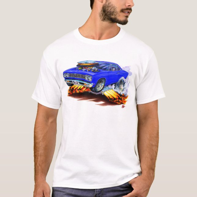 T-shirt Voiture 1968-69 de bleu de Roadrunner (Devant)