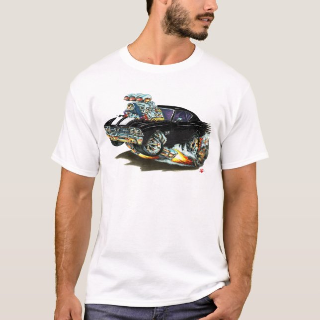 T-shirt Voiture 1968-69 Noir-Blanche de Chevelle (Devant)